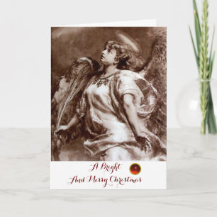 ROMANTISCHES ANGEL, FEATHER, BROWN SEPIA WEISSE We Feiertagskarte
