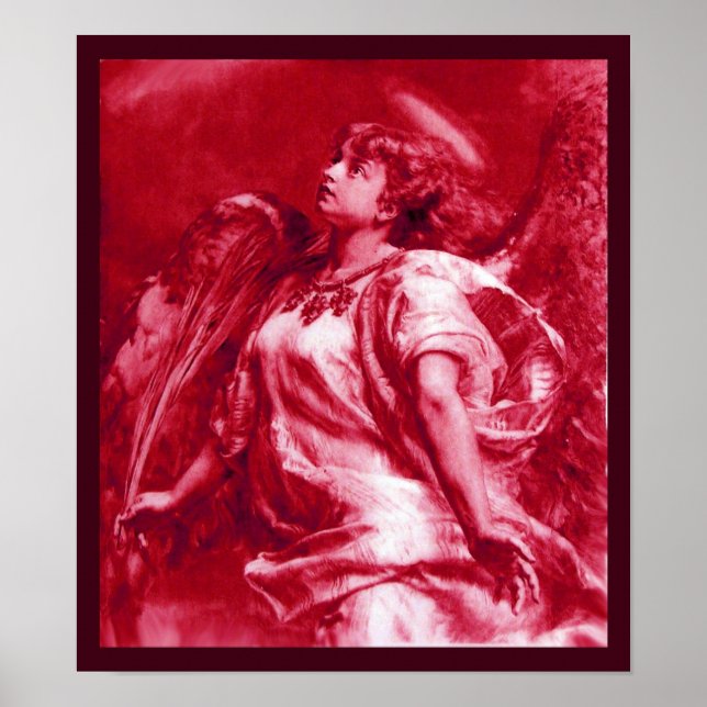 ROMANTISCHES ANGEL MIT FEATHER IN PINK FUCHSIA WEI POSTER (Vorne)