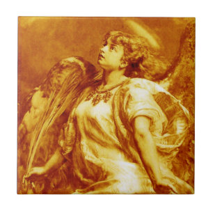 ROMANTISCHES ANGEL MIT GEFÜHL IN GOLDGELB, WEISS FLIESE