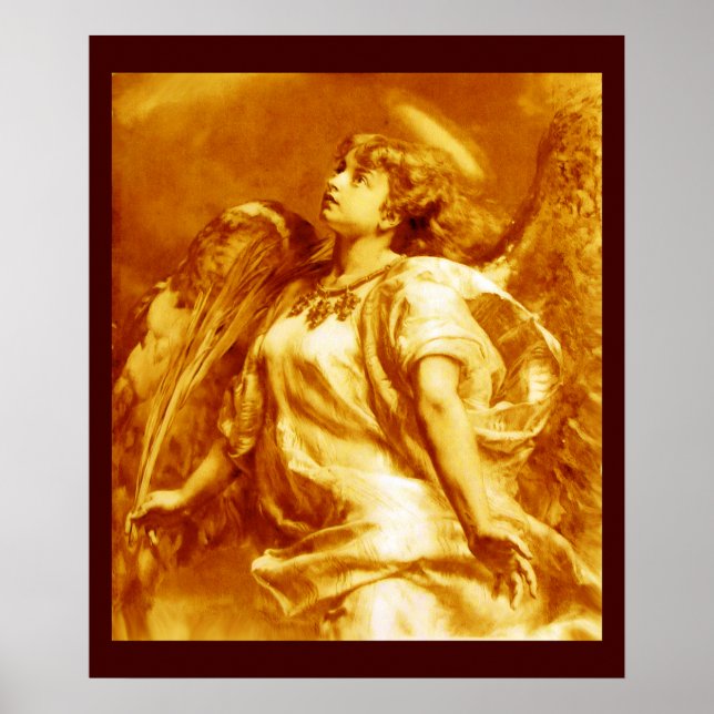 ROMANTISCHES ANGEL MIT GEFÜHL IN GOLDGELB, WEISS POSTER (Vorne)