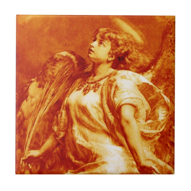 ROMANTISCHES ANGEL MIT GEFÜHL IN GOLDORANGE, BROWN FLIESE (Vorderseite)