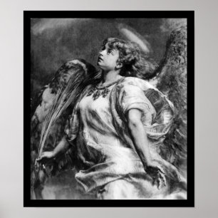 ROMANTISCHES ANGEL MIT GEFÜHL IN SCHWARZ UND WEISS POSTER