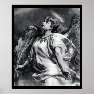 ROMANTISCHES ANGEL MIT GEFÜHL IN SCHWARZ UND WEISS POSTER