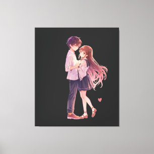 Romantisches Anime-Paar - Süße Ästhetik-Liebhaber- Leinwanddruck