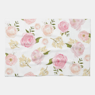Romantisches Aquarell-Rosa Pfingstrosen-Blumenmust Handtuch