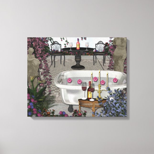 Romantisches Badezimmer überwölbte Canvas Leinwanddruck (Vorderseite)