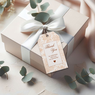 Romantisches Beige Blumen Hochzeits-Dankeschön Geschenkanhänger