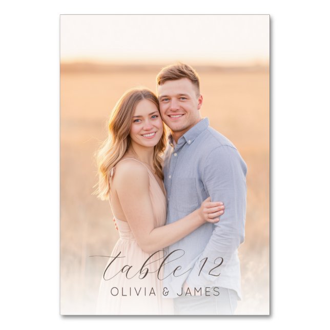 Romantisches Beiges Blau Foto Tischnummer (Rückseite)