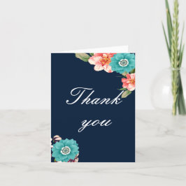 Romantisches Blau und Rosa, botanisch Dankeskarte