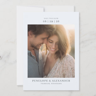 Romantisches blaues Blumenfoto Save The Date