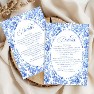 Romantisches blaues Toile-Floral-Hochzeitszeremoni Begleitkarte