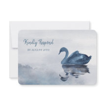 Romantisches Blue Swan Menu Hochzeit RSVP