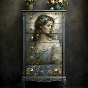 Romantisches Blumen-Frauenportrait Decoupage Seidenpapier