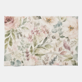 Romantisches Blumen-Küchentuch - Aquarell-Garten Geschirrtuch