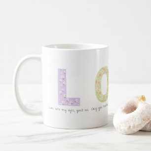 Romantisches Blumen-LOVE-Initial-Akrostichon-Desig Kaffeetasse