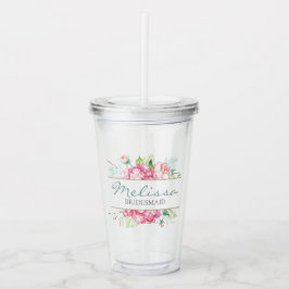 Romantisches BlumenAquarell-Brautjungfern-Geschenk Acryltrinkbecher