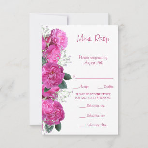 Romantisches Blumenbouquet-Hochzeitsmenü RSVP Karte