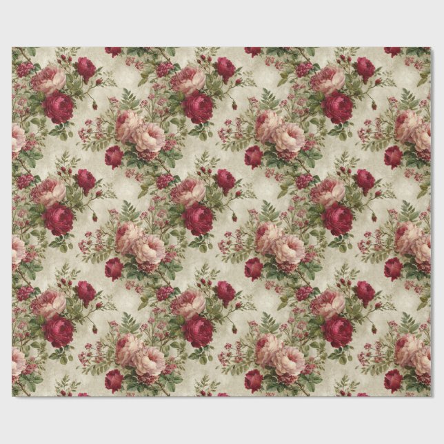 Romantisches Blumendesign Geschenkpapier (Flach)