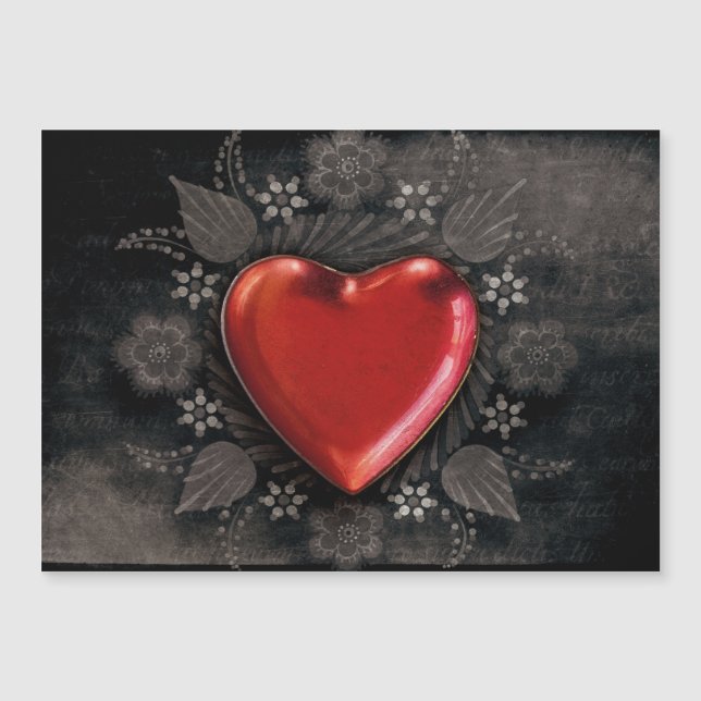 Romantisches Blumenherz Valentine Liebe Magnetkarte (Vorderseite)