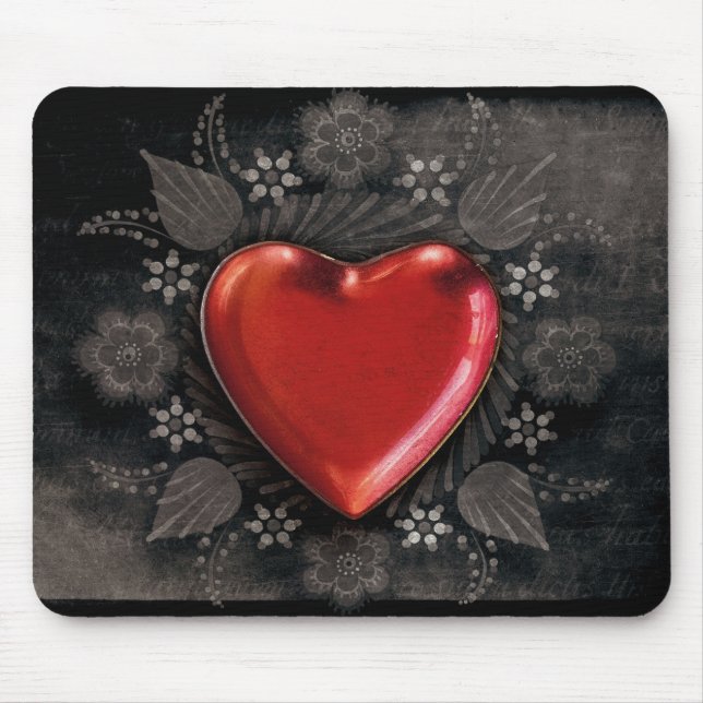 Romantisches Blumenherz Valentine Liebe Mousepad (Vorne)