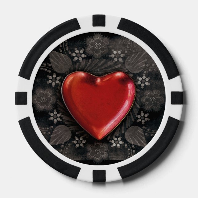 Romantisches Blumenherz Valentine Liebe Pokerchips (Vorderseite)