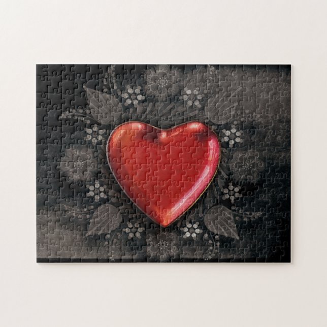 Romantisches Blumenherz Valentine Liebe Puzzle (Horizontal)