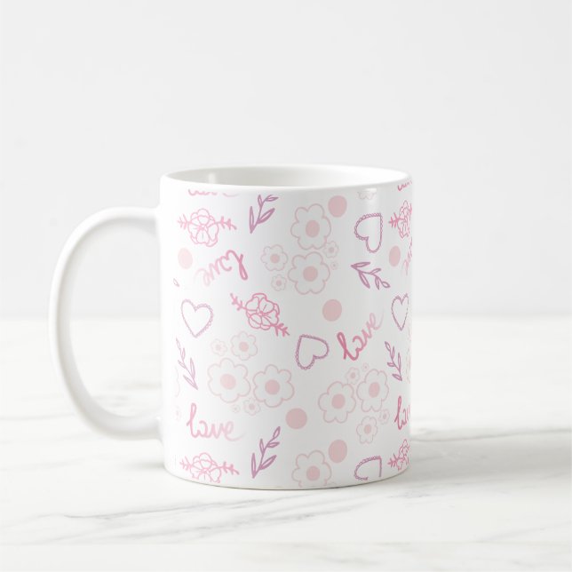 Romantisches Blumenliebesmuster Kaffeetasse (Links)