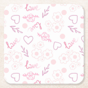 Romantisches Blumenliebesmuster Rechteckiger Pappuntersetzer