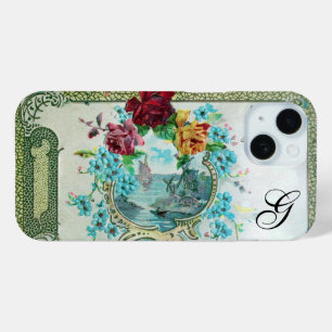 ROMANTISCHES BLUMENMONOGRAMM ROSEN UND FLIEGENDER  iPhone 15 HÜLLE