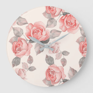 Romantisches Blumenmuster 8 Große Wanduhr