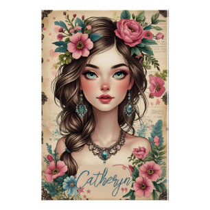 Romantisches Blumenportrait Poster
