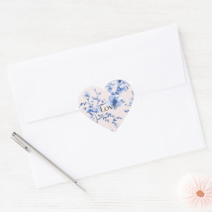 Romantisches Blush Blue Floral Brautparty Herz-Aufkleber