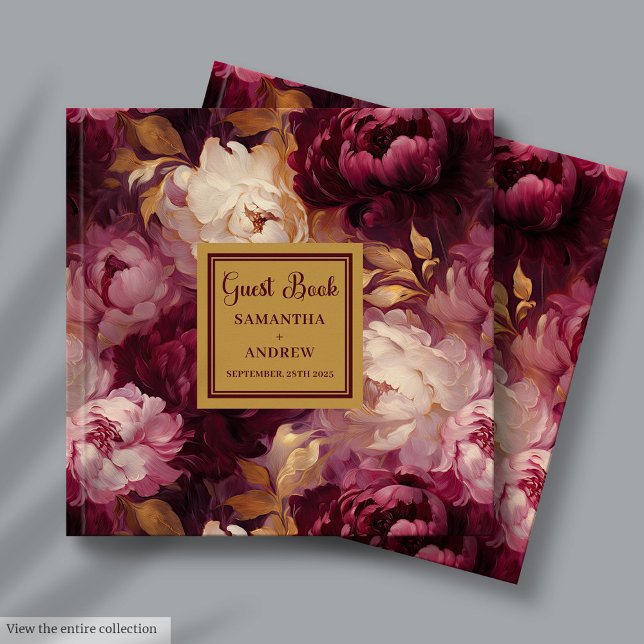 Romantisches Blush Burgundy Gold Wedding Guest Boo Gästebuch (Romantic Blush Burgundy Gold Wedding Guest Book Keepsake)