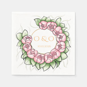Romantisches Blush-Pfingstrose-Botanisches-Blumen- Serviette