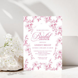 Romantisches Blush-Rosenmuster Französische Toile- Einladung