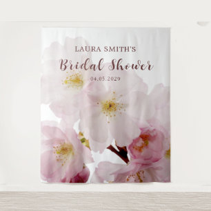 Romantisches Blütenrosa Kirschblüten Brautparty Wandteppich