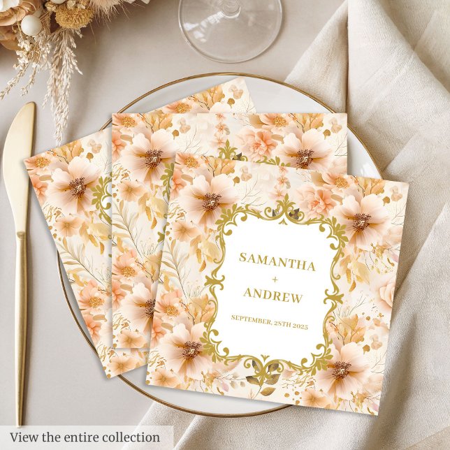 Romantisches Boho Blush Gold Paper Napkins Serviette (Romantic Boho Blush Gold Paper Napkins)