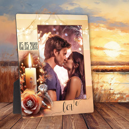 Romantisches Boho Chic Verlobung Foto Plaque Fotoplatte