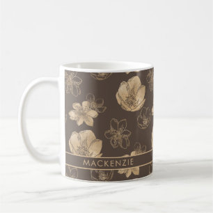 Romantisches Boho-Goldfolien-Blumenmuster Kaffeetasse