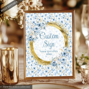 Romantisches Boho Light Blue Gold Hochzeit Custom  Poster