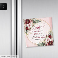 Romantisches Boho Marsala Roségold Hochzeitsankünd