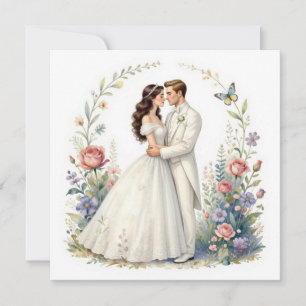 Romantisches Brautpaar Florales Elegantes Hochzeit Save The Date