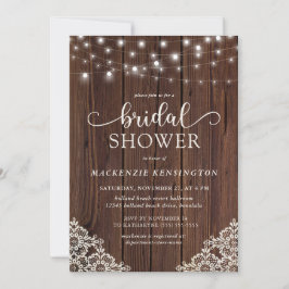 Romantisches Brautparty aus Holzreihen Einladung