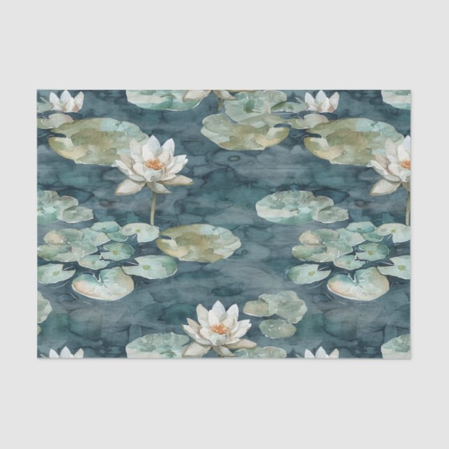 Romantisches Brautparty Lotus Floral Seidenpapier (Vorderseite)