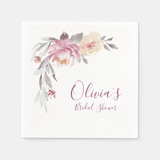 Romantisches Brautparty mit Aquarell Serviette (Vorderseite)