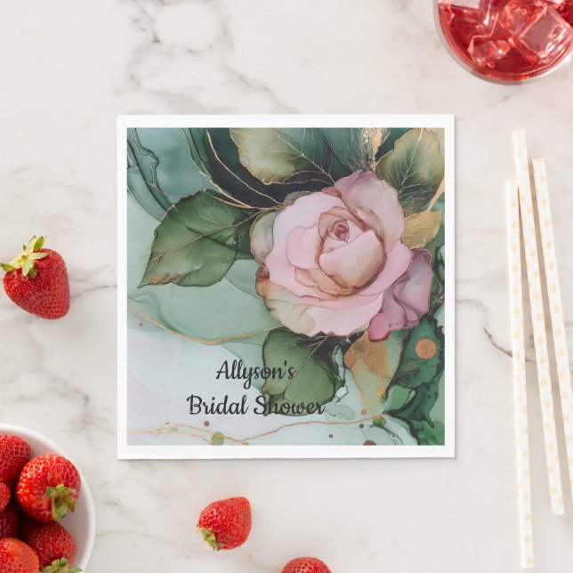 Romantisches Brautparty Rosa Rose Serviette (Beispiel)