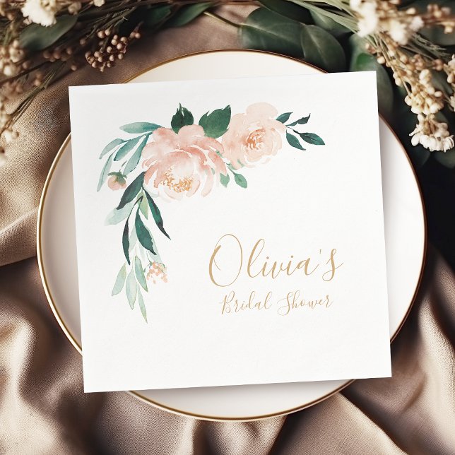Romantisches Brautparty Serviette (Romantic garden peach floral bridal shower napkins)