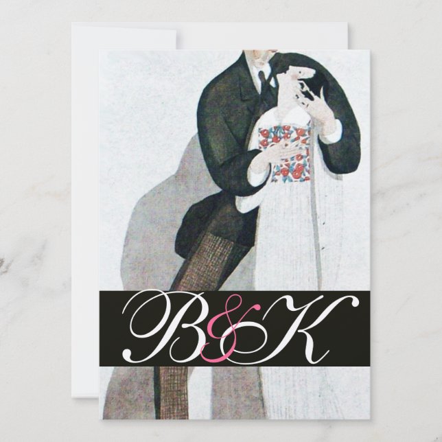 ROMANTISCHES BRÜCKENMONOGRAMM UND GROSSZÜGIGES BRE EINLADUNG (Vorderseite)