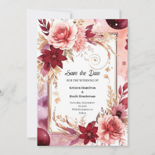 Romantisches Burgund Printable Save The Date