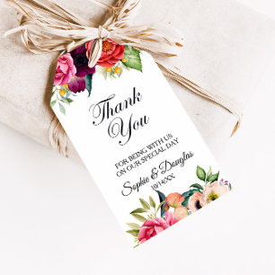 Romantisches Burgund Tropical Floral Vielen Dank Geschenkanhänger